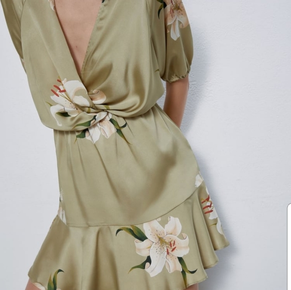 ZARA Print Dress with Knot - Picture 5 of 9